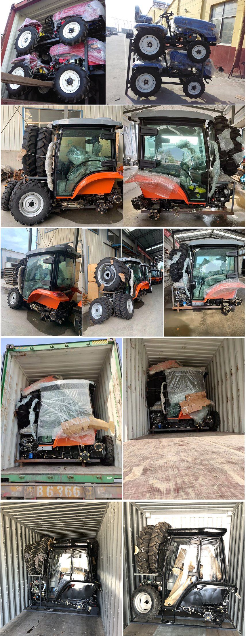 Made in China Compact Agriculture Machinery 4WD 4X4 50HP 60HP 70HP 80HP Euro II III IV Cheap Big New Farm Tractor with Sunshade