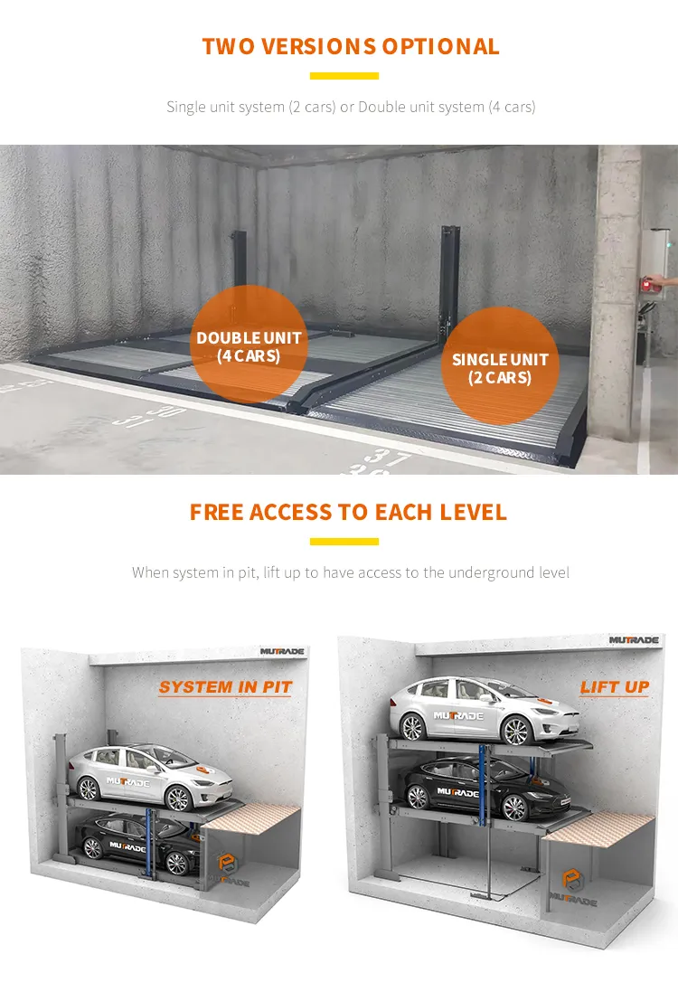 Hydraulic Automatic Pit Underground Basement Garage Car Parking Lift