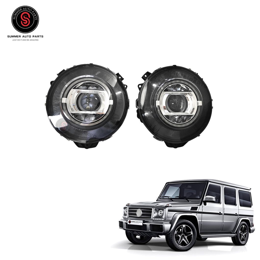 G Class W463 Headlight OEM Style M Style Sliver and Black Color LED Headlamp { for W463 G63 G65 G500 G400 G350}