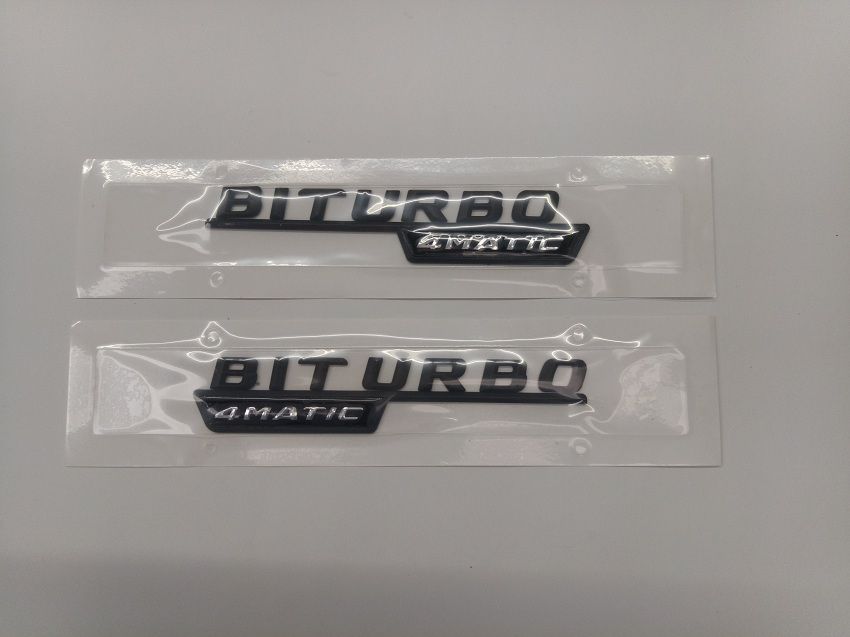 Gloss Black Finished Turbo Biturbo Logo Decal