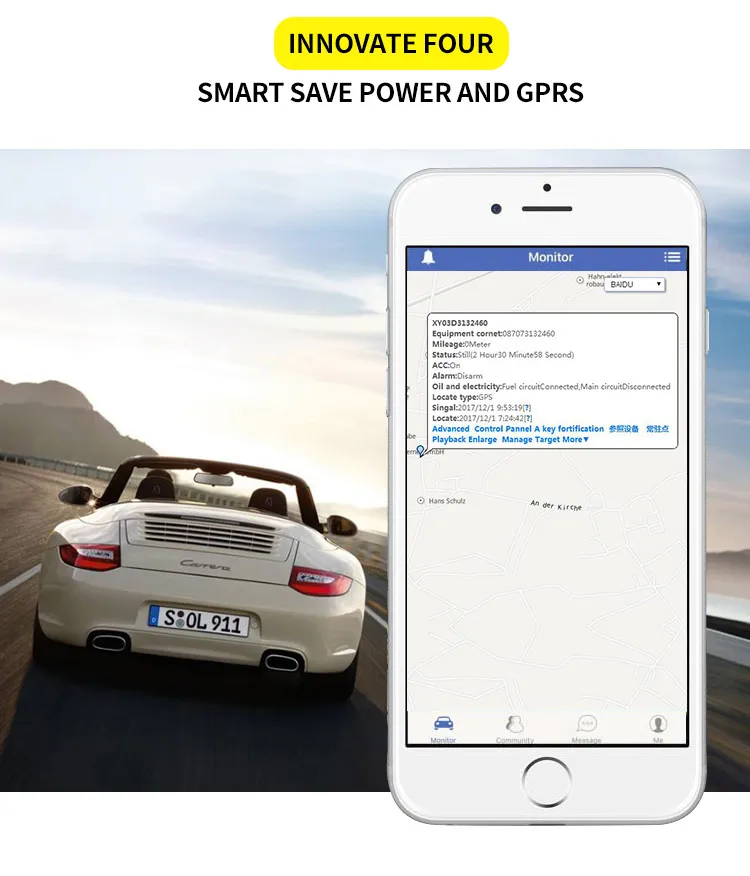 China Factory 2G Vehicle Tracker GPS with lifetime free APP for Motorcycle Car Security Tracking T205