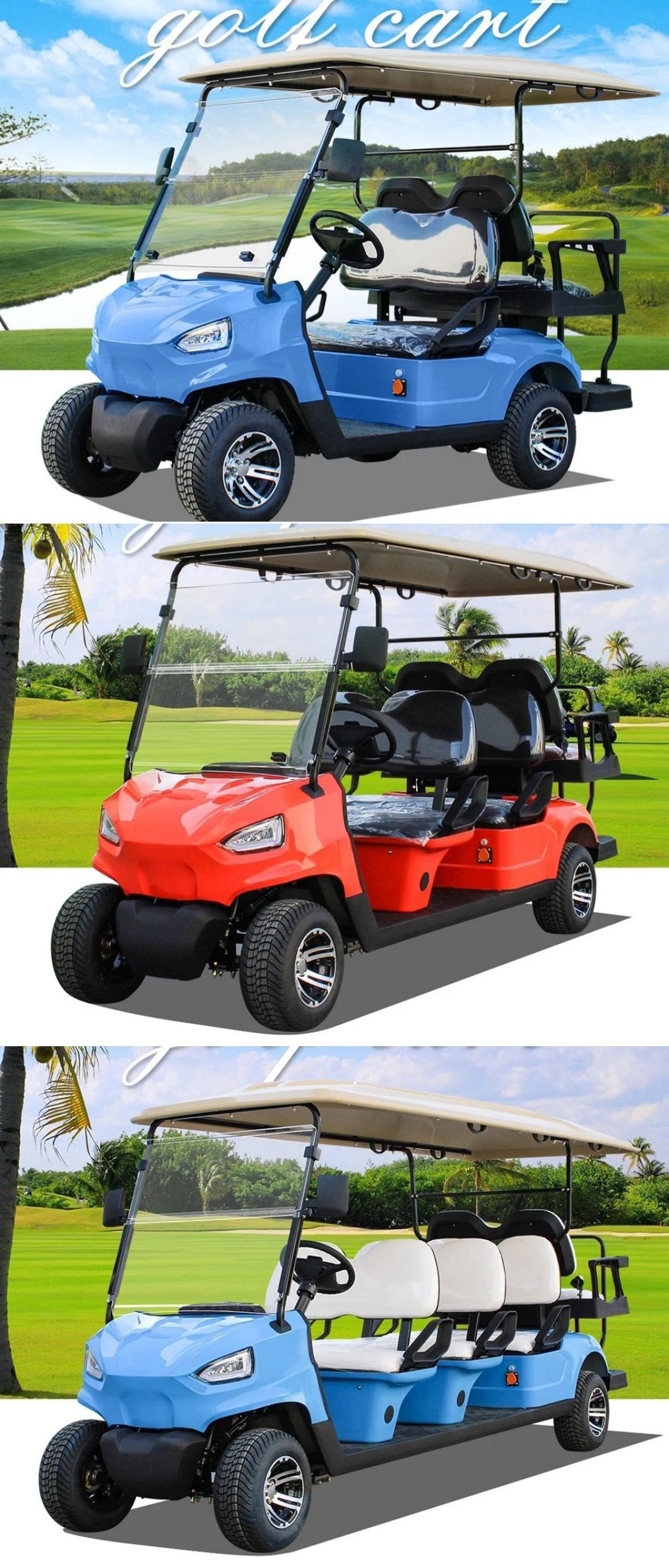 2023 New Solar Panel All Terrain Electric Hunting Buggy for Sale Custom Golf Carts Motorized Golf Push Cart