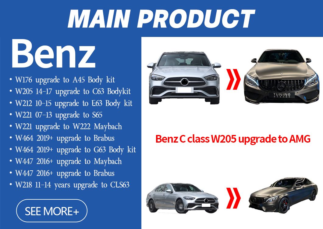 High Quality Cla45 Style Body Kit for Mercedes-Benz Cla-Class W118 2020-on PP Material Front Bumper Rear Diffuser Front Guard Chin
