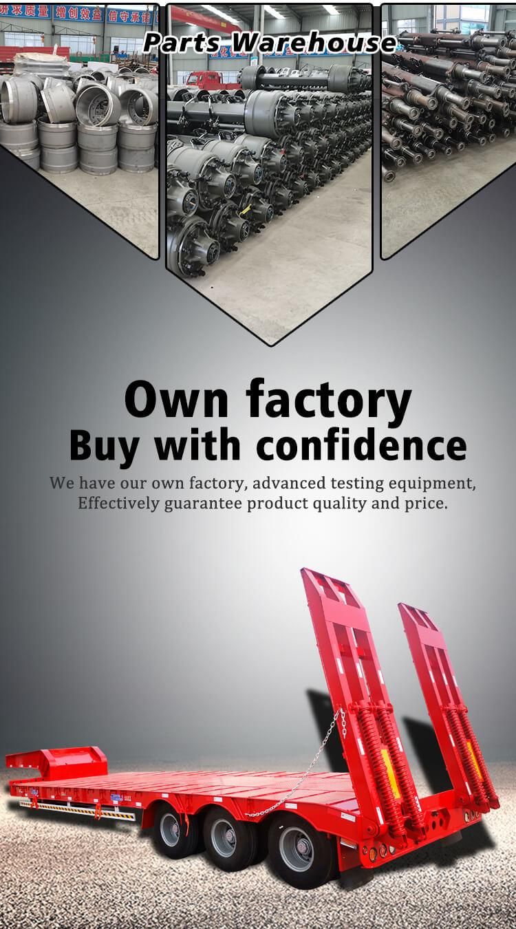 Aoheng 3 Axle 60 Ton Trailer for Sale Loader Lowbed Low Bed Truck Semi Trailer