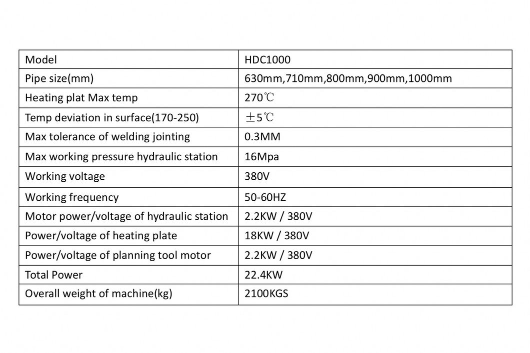 Hdc1000 Large Welding HDPE Pipe Butt Fusion Welding Machine for Pipes