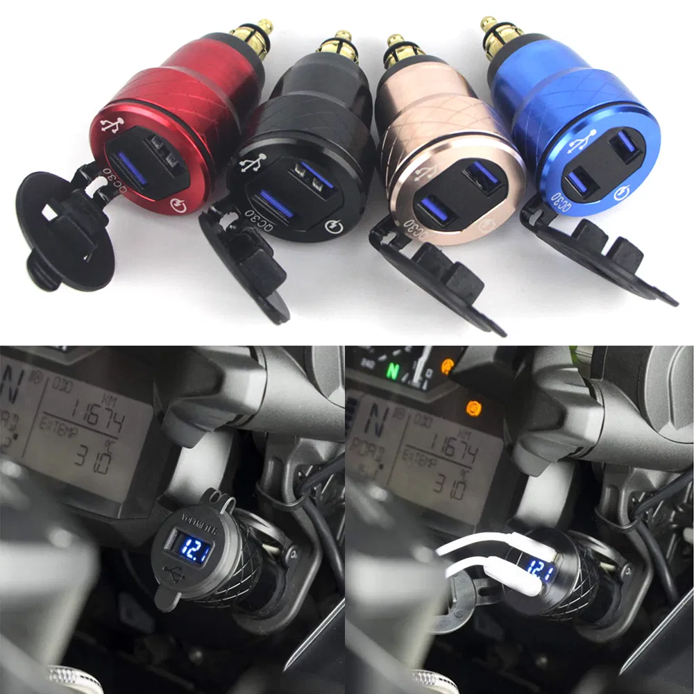 for BMW F800GS R1250gsa R1200GS QC 3.0 Dual USB Waterproof Motorcycle Charger Plug Socket Cigarette Lighter Adapter LED Display