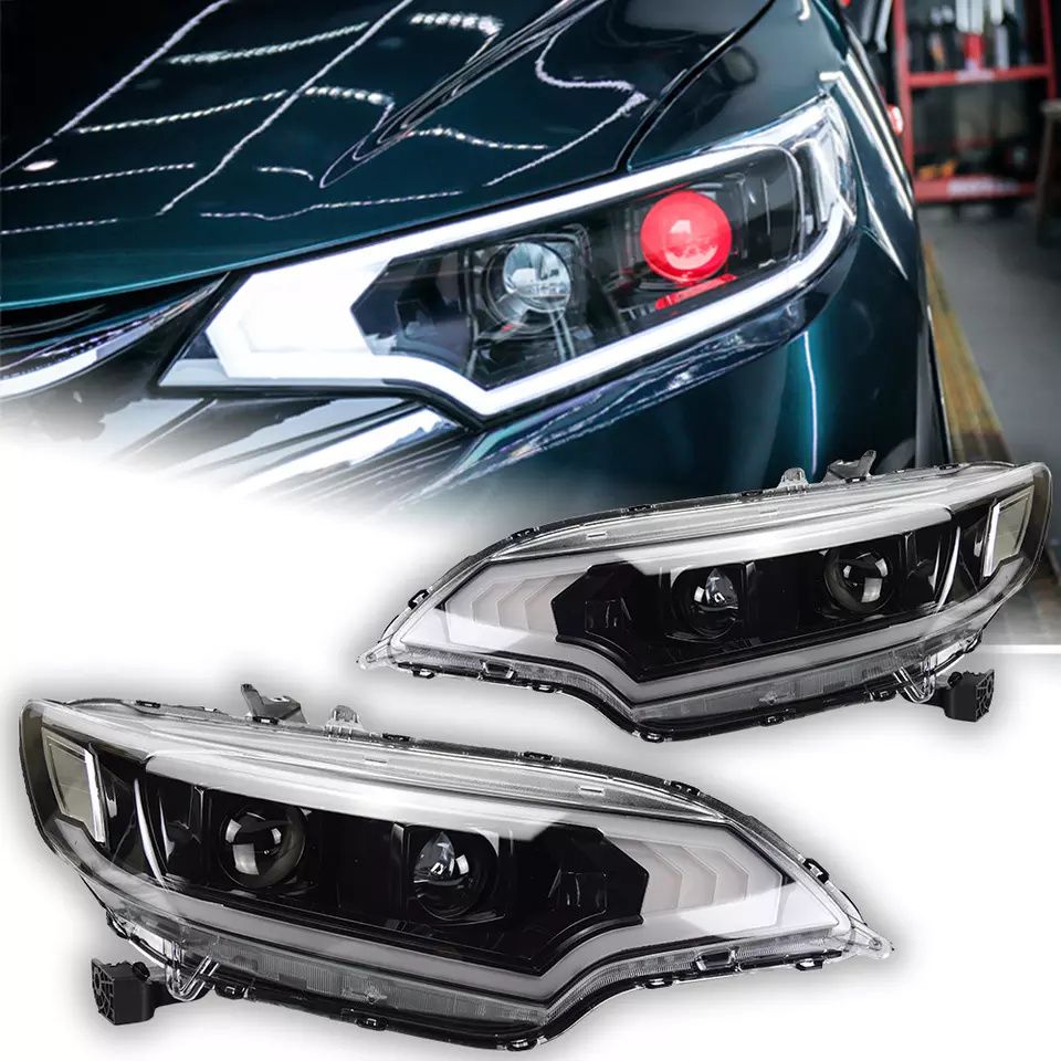 New Arrival Suitable for 14-20 Honda Fit Headlight Assembly Retrofit LED Daytime Running Light Bifocal Lens Xenon Headlight