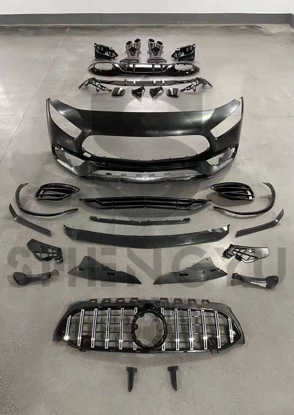 Car Body Kit for Mercedes Benz a Class W177 2020 Change to A45 Amg Include Front Bumper Assembly with Grille Rear Diffuser Tail Pipes