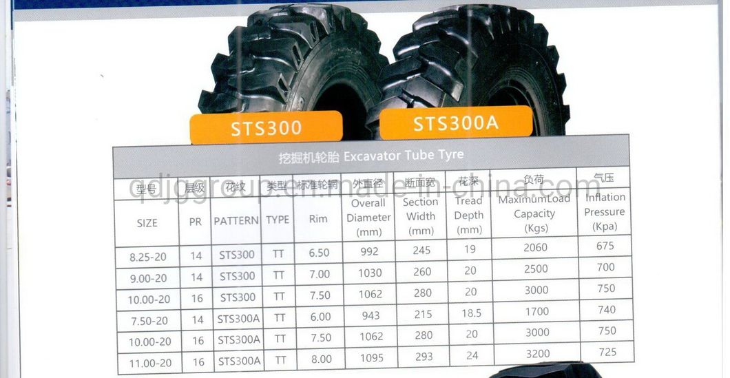 off The Road Tyre 8.25-20 9.00-20 10.00-20 11.00-20 for Wheeled Excavator