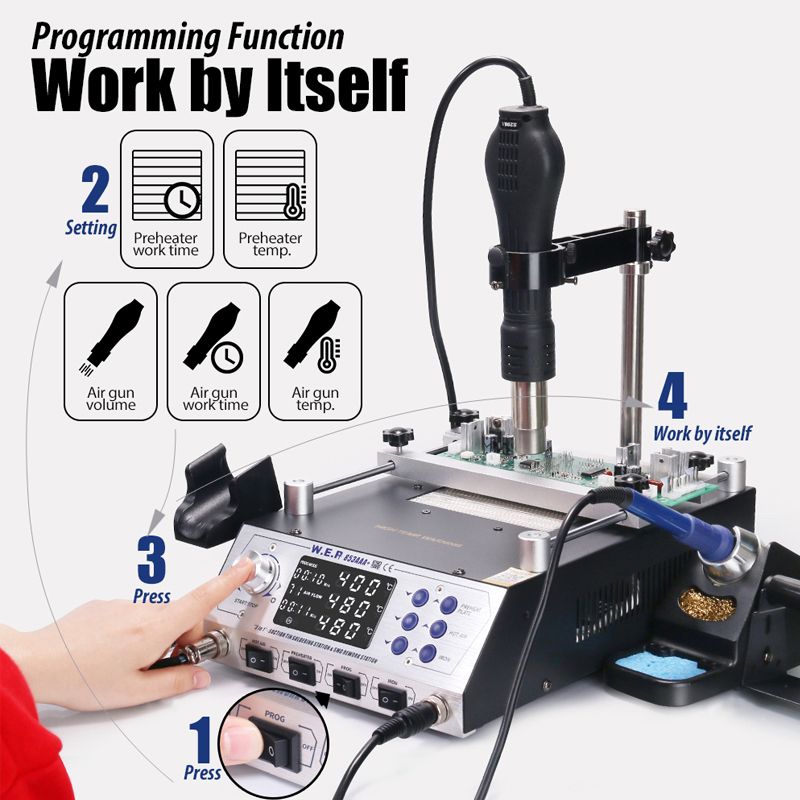 853AAA+ 3 in 1 Digital Soldering Welding Equipment BGA Rework Station