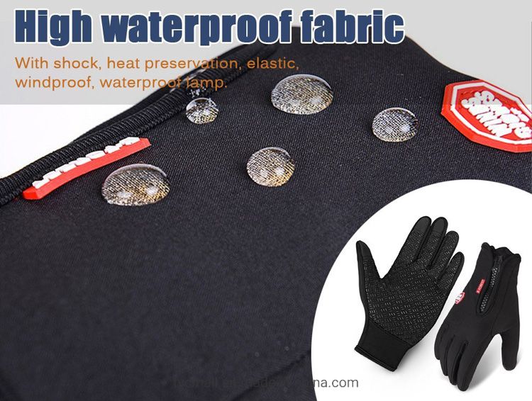 1 Pair Touch Screen Full-Finger Non-Slip Gloves Mittens Windproof Outdoor Skiing Cycling Gloves - Black / M