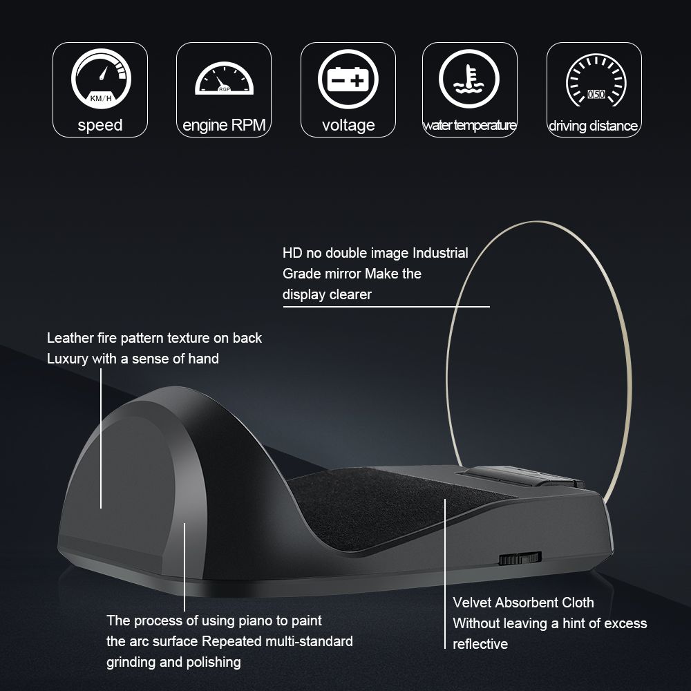 C700 OBD2 Car Hud OBD II HD Head-up Speed Display Voltage Water Temperature Overspeed Rpm Alarm for Car