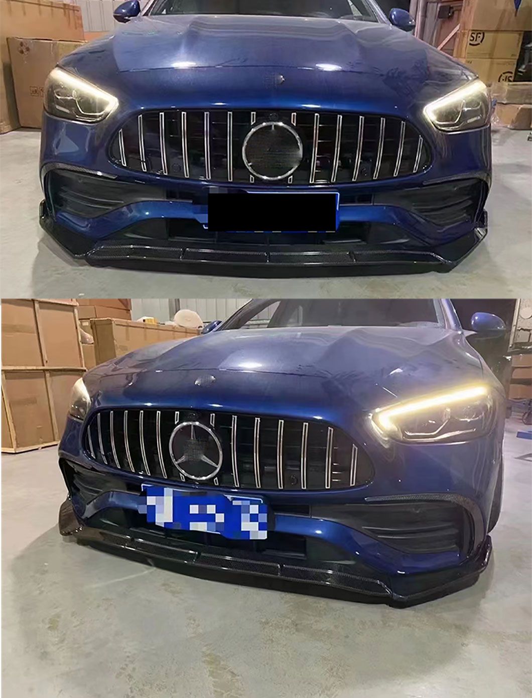 Car Front Bumper Lip for Benz C Class W206 2022 Bodykit