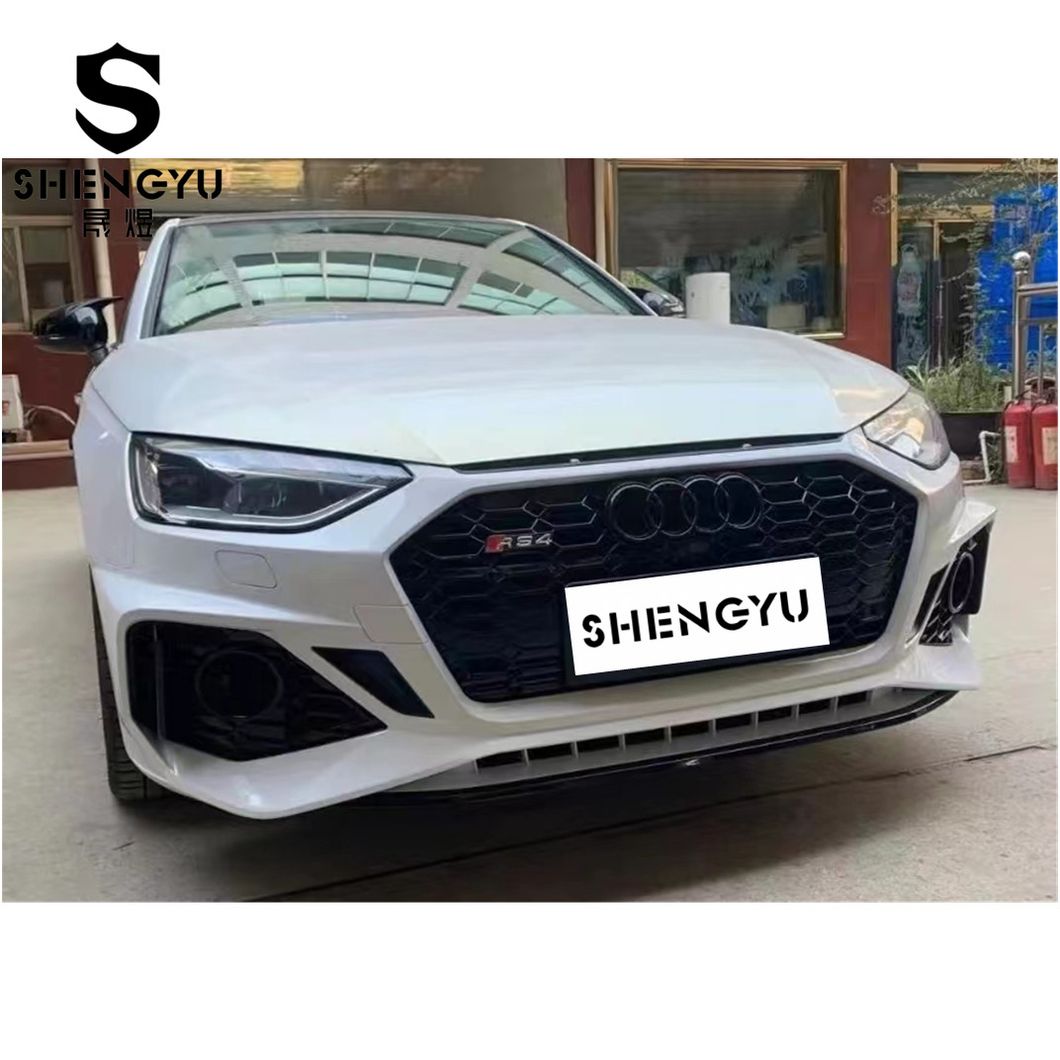 Car Accessories for Audi A4 B9 2021 Upgrade to RS4 Bodykits Included Front and Rear Bumper Assembly with Grille, Rear Diffuser with Exhaust Pipe