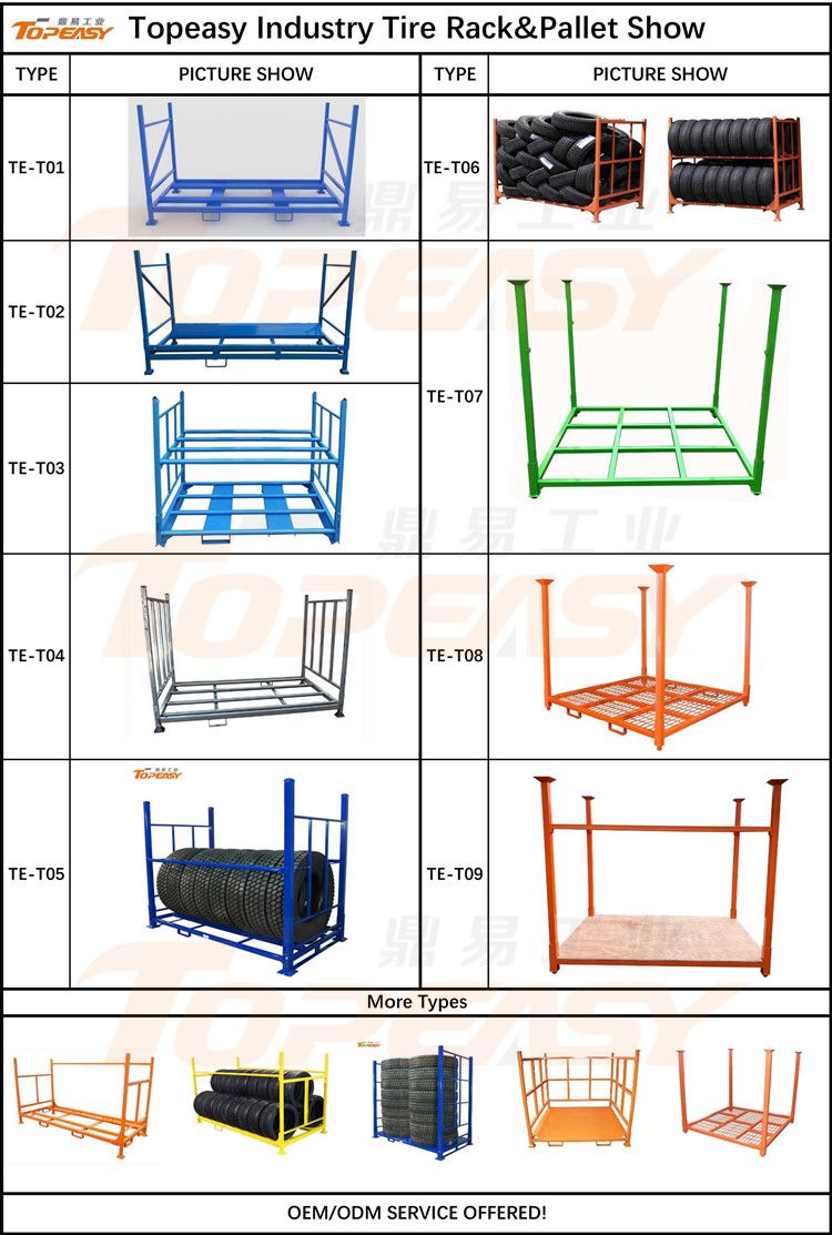 Powder Coated Foldable and Stackable Tire Display Rack for Retail