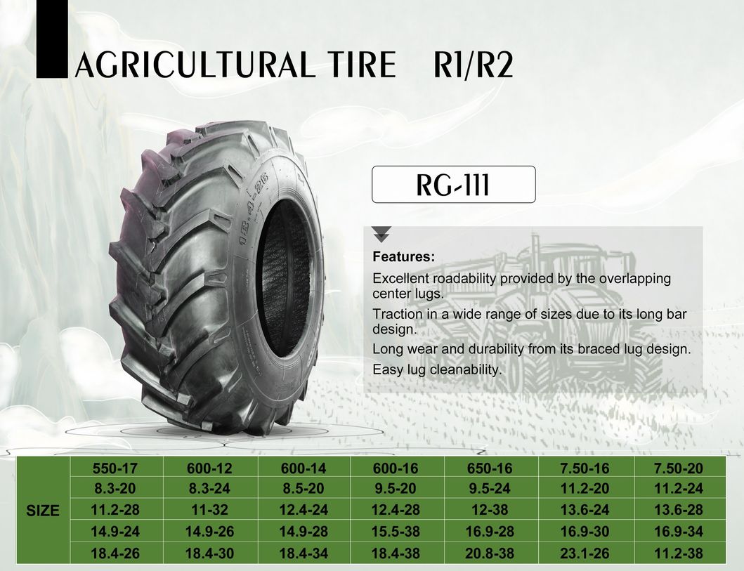 Hanmix Brand Agricultural Tire R1/R2 Farm Tyre, Irrigation Tyre, Tractor Tyre, Agriculture Bias Tractor Tyre 5.00-12 5.50-17 6.00-12 6.00-14