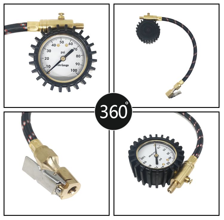 2&prime;&prime; Dial Tire Air Pressure Gauge with Clip-on Design Enables Hands-Free Chuck