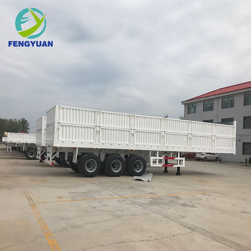 Fengyuan Brand 3 Axles High Flatbed Type Sidewall Semi Trailer