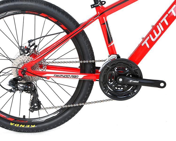 Twitter Hardtail 24 Inch Mountain Bike, Aluminum Alloy Frame 24 Speed, Gloss Red