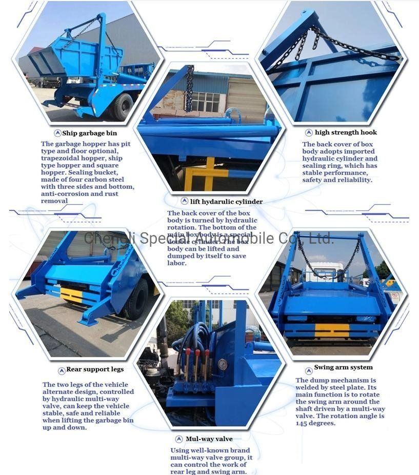 Sinotruk HOWO 6X4 16cbm 18m3 20tons Skip Loader Garbage Truck Arm Roll Container Swing Arm Garbage Truck
