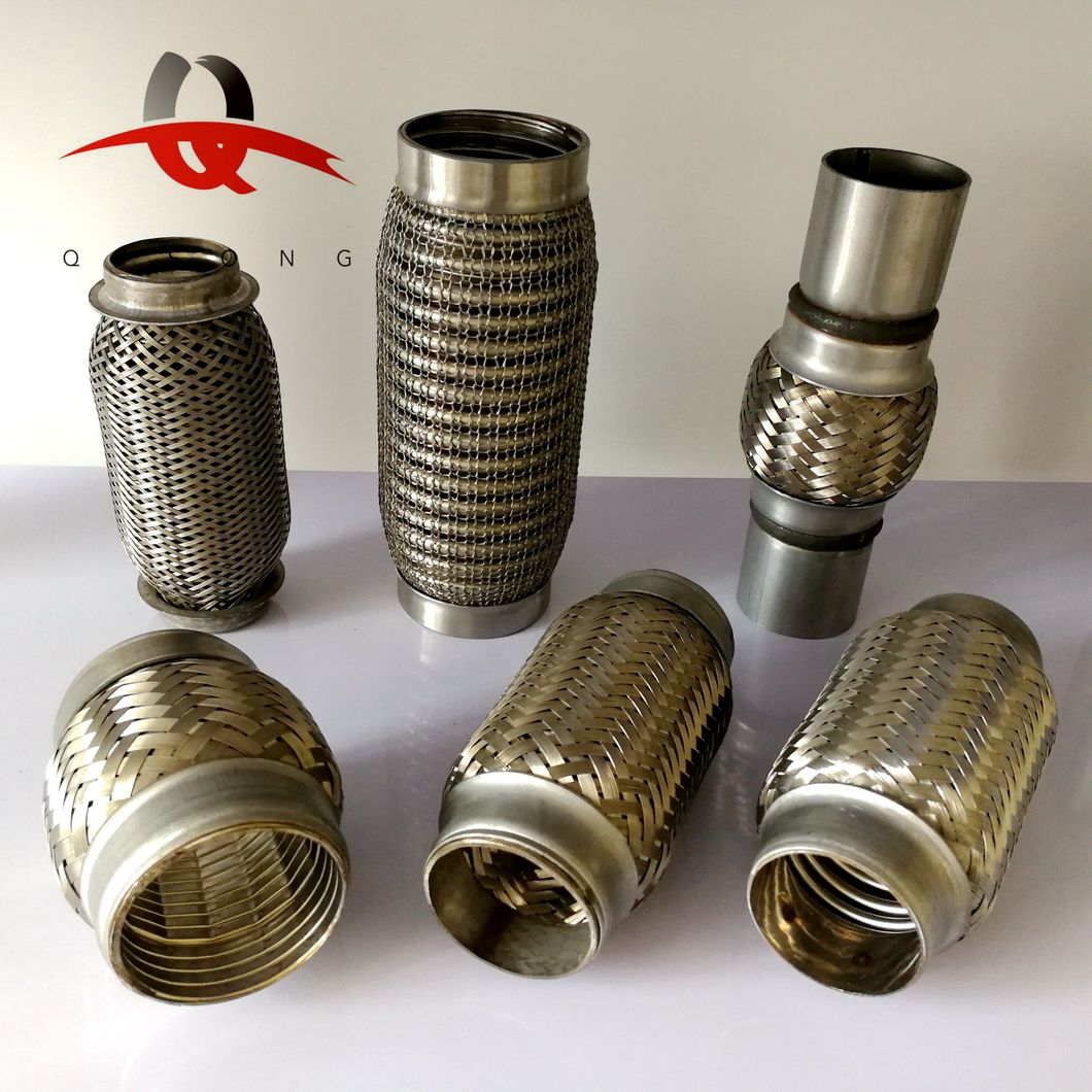 [Qisong] Auto Parts Exhaust Flexible Pipe with Inner Interlock and Outer Braid