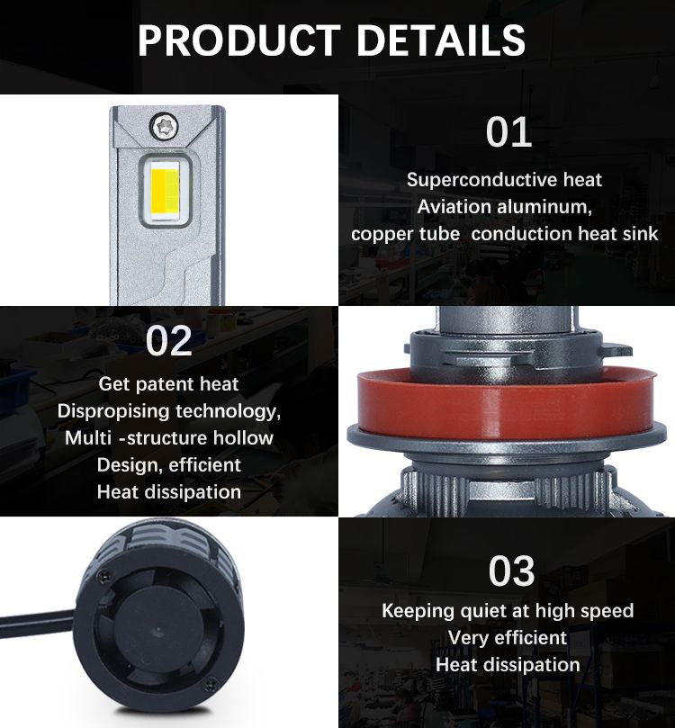 Carolyn X7 Three Color 3000K 4300K 6000K Car LED Headlight H11 9005 Hb3 9006 LED Headlight Bulb H7 LED Headlight