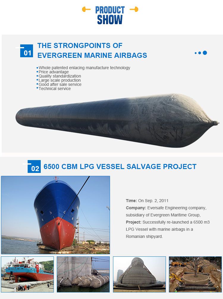 Rubber Ship Airbag for Boat Launching and Salvage Under Water Use