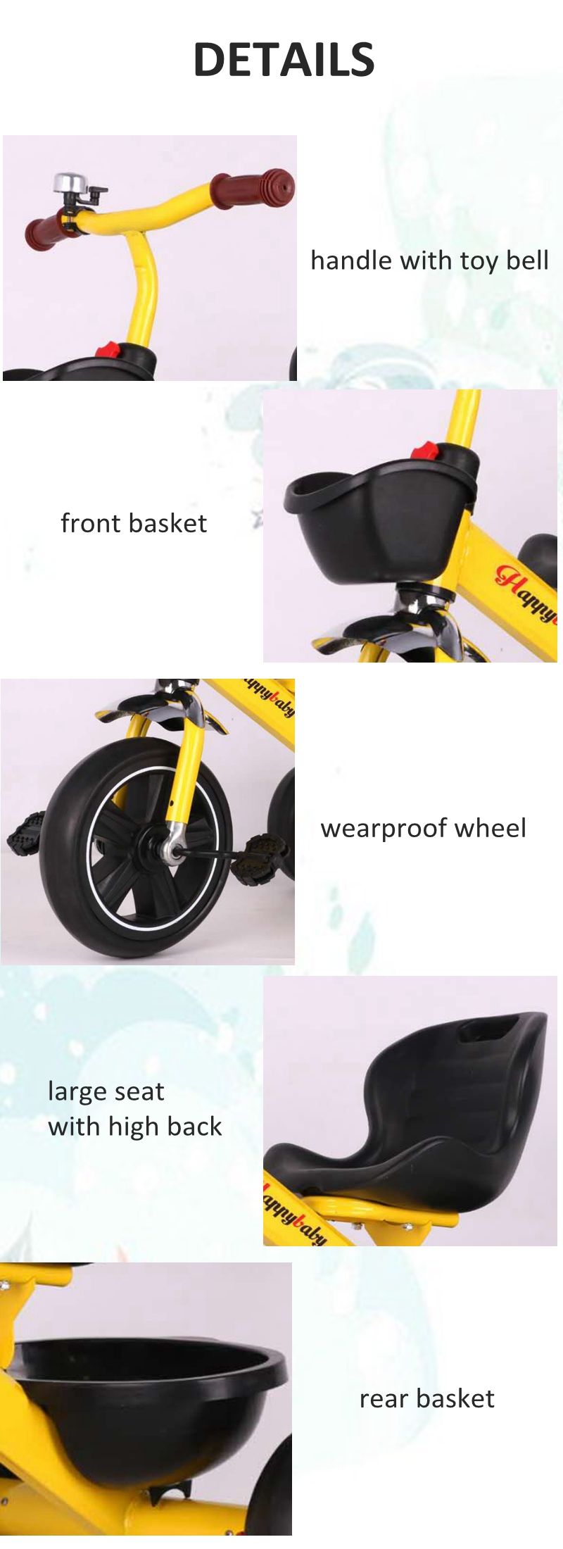 Plastic Tricycle for Kids 1-6 Years Baby Tricycle Steel Kids Tricycle