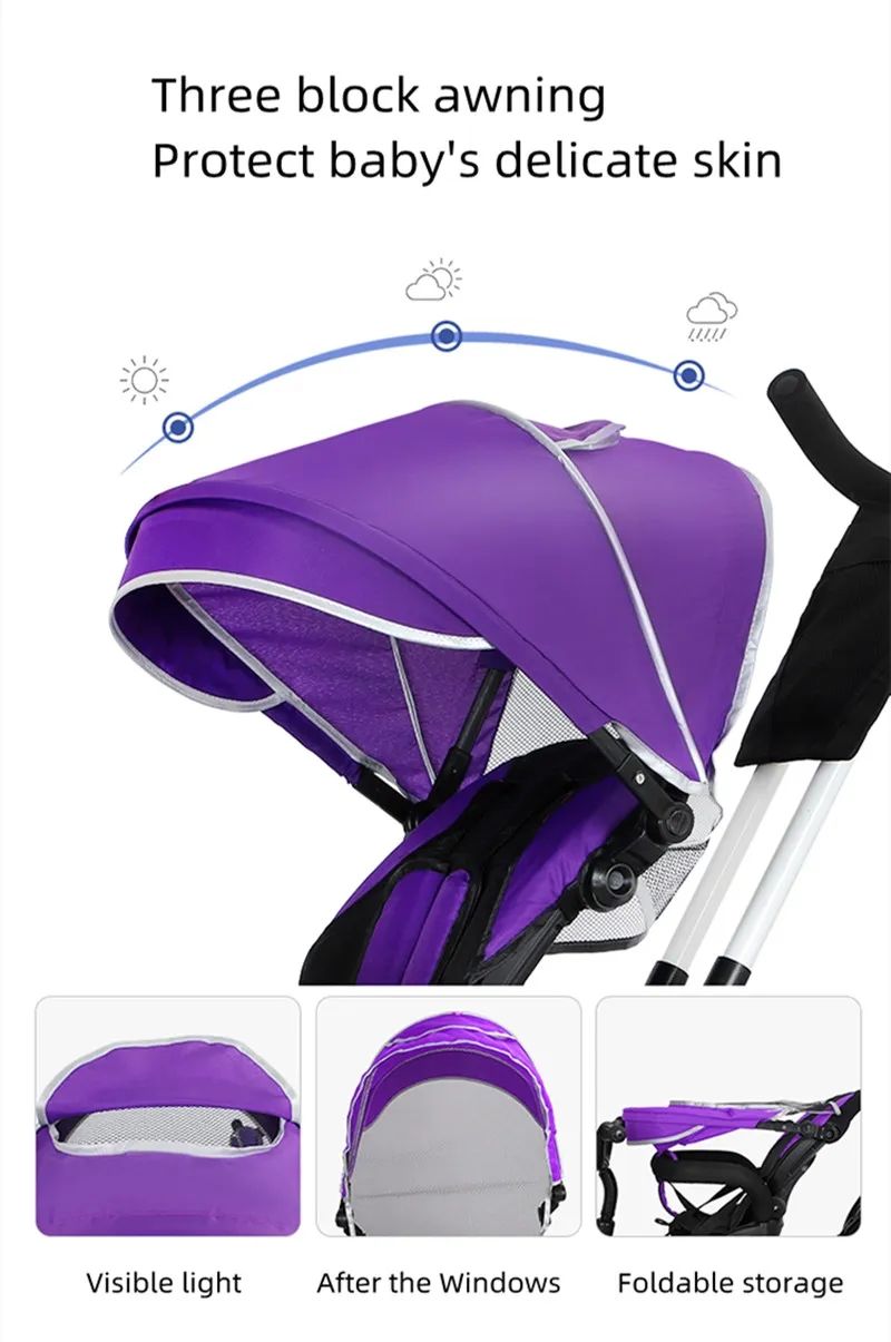 New Kiddie Pushbike Titanium Wheel 4-in-1 Plastic Baby Tricycle Reclining Rotating Seat with Colored Lights and Music Box