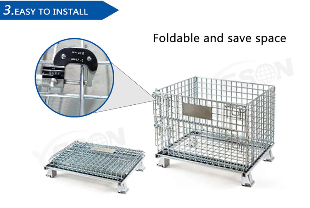 Customized Size Heavy Duty Warehouse Storage Stackable Folding Mesh Wire Container