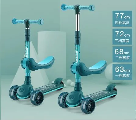 Manufacturers Supply New Children Scooter 2-12 Years Old Foldable Music Light Three or Four-Wheel Meter High Scooter