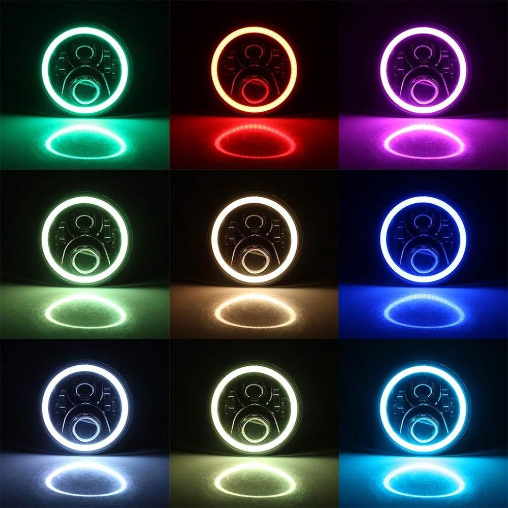 DOT Emark DRL Halo RGB 7inch Jl Jeep Wrangler LED Headlight