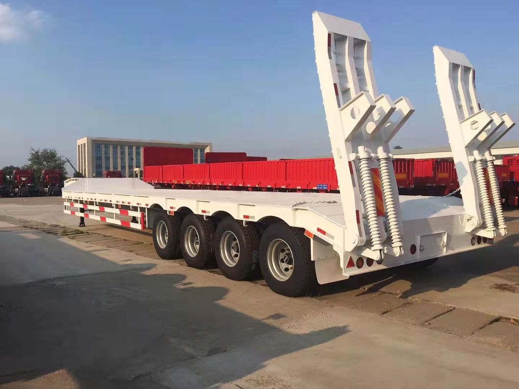 Heavy Duty Container Cargo Platform Lowbed Truck Tractor Semi Trailer
