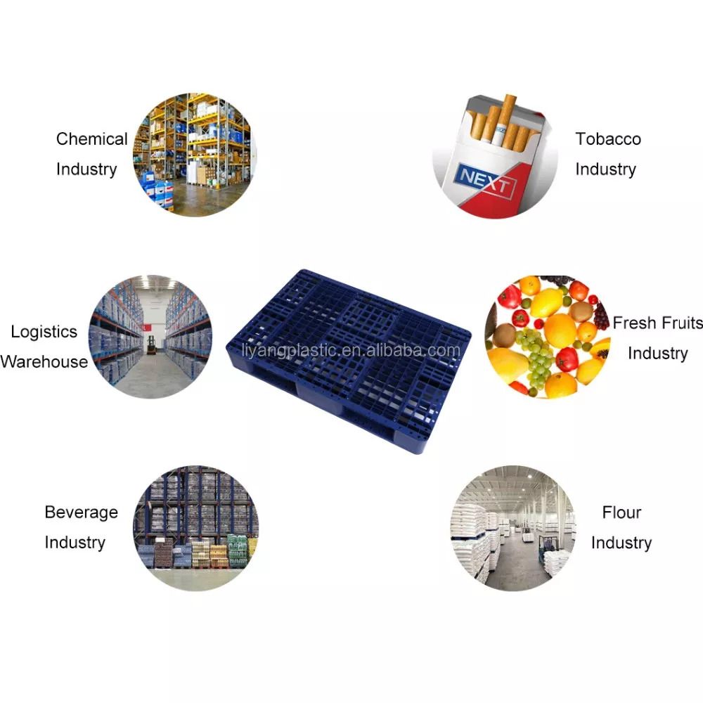 1300X1100X155mm Three Runners Grid Surface Plastic Pallet Heavy Duty Forklift Use with Anti-Slip Mat 100% Virgin HDPE