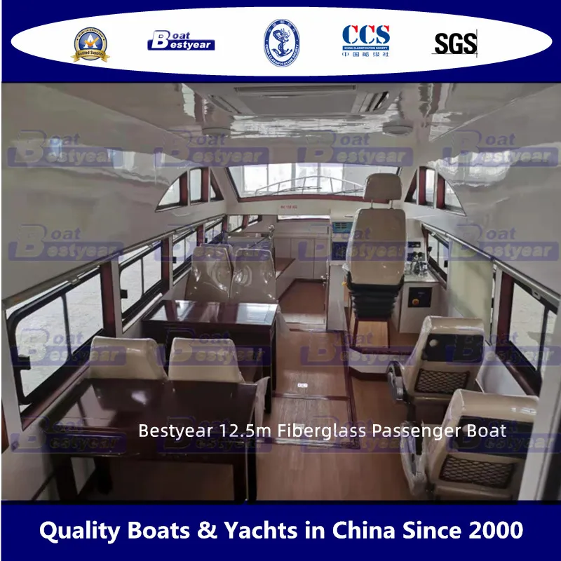 Bestyear 12.5m Fiberglass Passenger Boat for 30 Passengers with Washroom