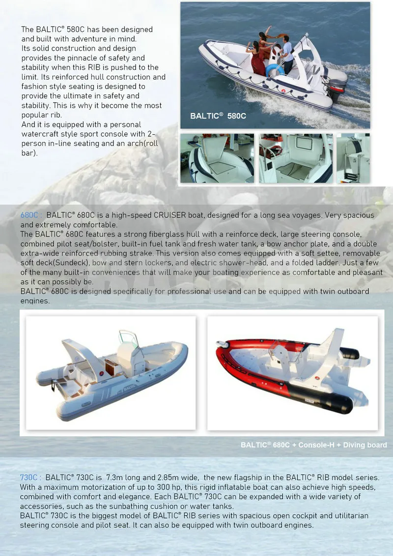 Rib 420 C Yacht Hull Fiberglass Inflatable Boat Suppliers CE