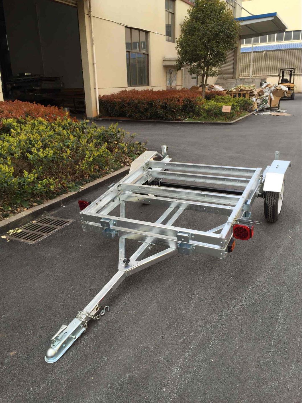 Hot Galvanized 48 in. X 96 in. Red Folding Utility /Car Trailer