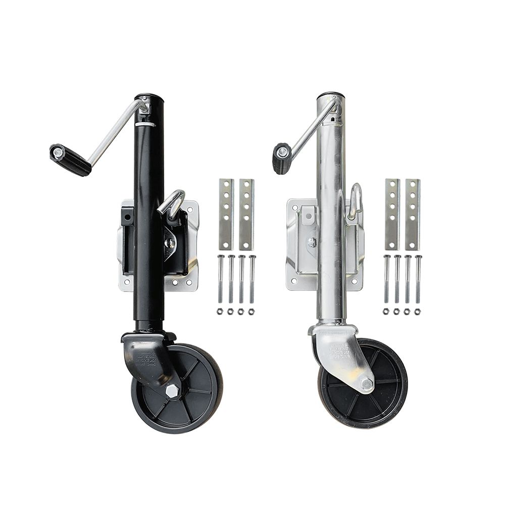 6 Inch Solid Wheel Sidewind Round Swivel Trailer Jack with Bolt on Capacity 540kg Jockey Wheel Boat Black or Zinc Surface