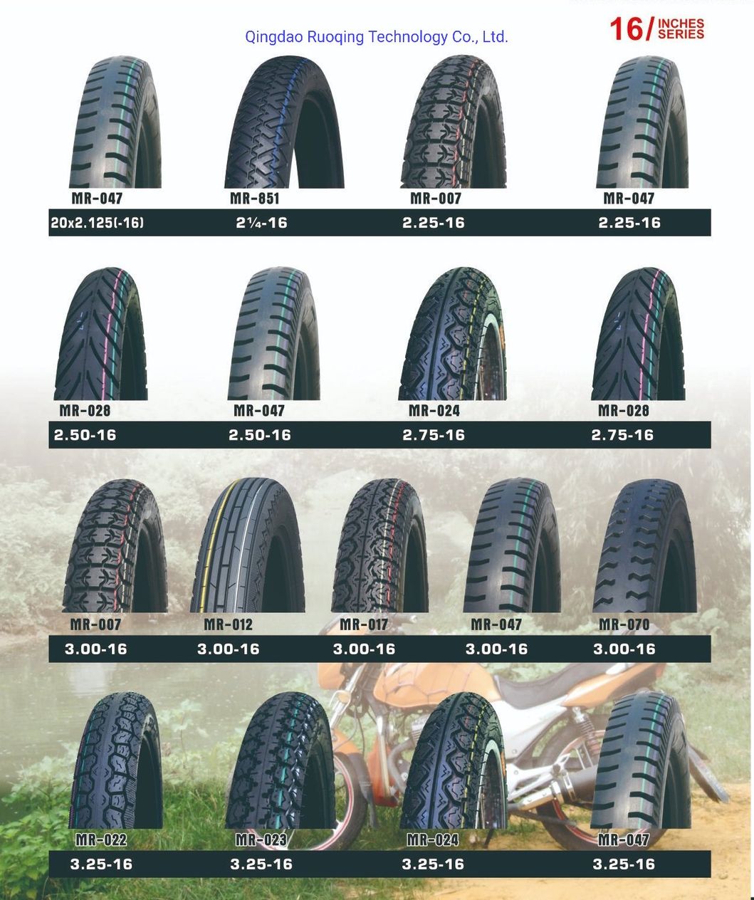 2.25-16 Factory 4pr Mr851 Tt Tubetype 40%-55% Rubber Motorcycle Utility Vehicle Motor Trike Tyre/Tire