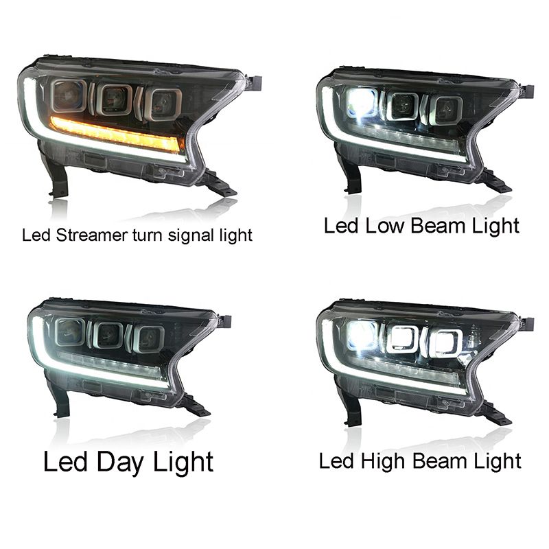 with Sequential Turn Signal 3 Len Projector Full LED Headlamp Headlights for Ford Ranger T7 T8 Wildtrak Raptor Everest 2015-2021