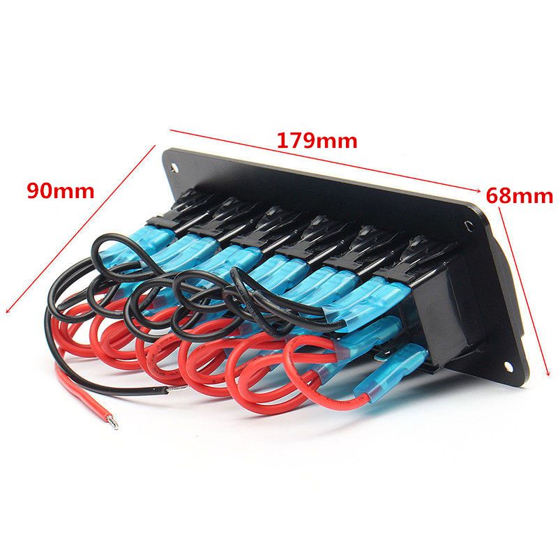 12-24V 6 Gang Red/Blue/Green Rocker LED Boat Rocker Switch Panel