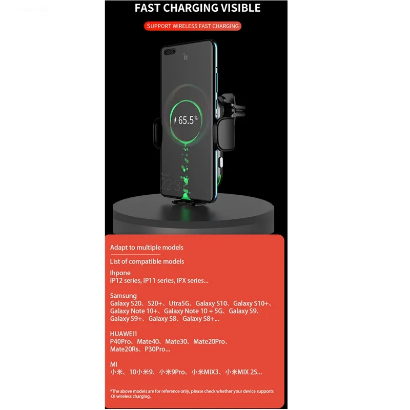 Intelligent Infrared Sensor Car Phone Holder Automatic Charging 15W Wireless Fast Charger for Auto Air Vent