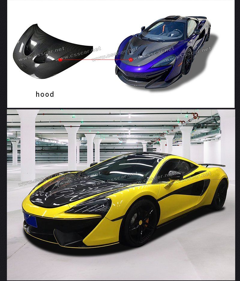 P1 Style Dry Carbon Fiber Engine Hood Car Bonnet Cover for Mclaren 540c/570s/600lt