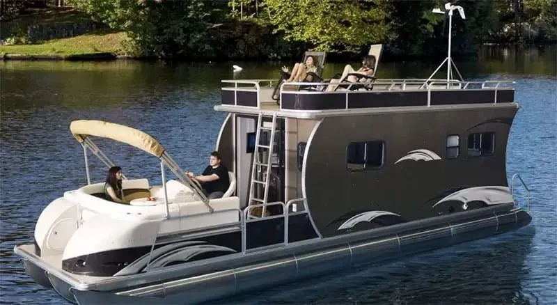 9m-15m Luxury Glass House Trimaran Pontoon Water Villa Sightseeing Aluminum Pontoon House Boat