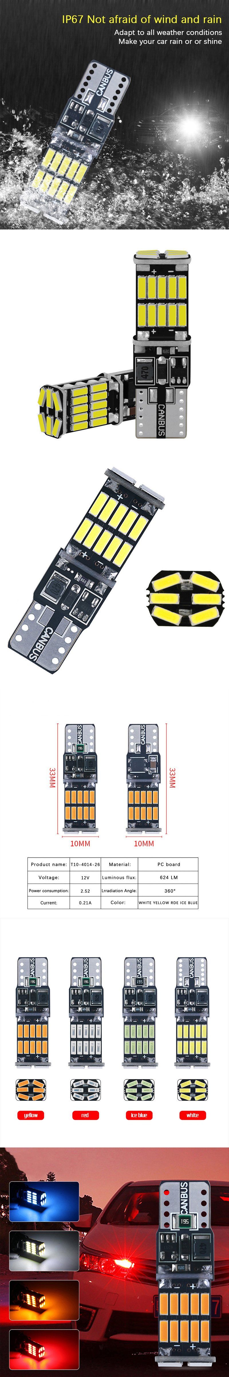 Decoding Light T10-4014-26SMD Indicator Light Super Bright LED Wide Indicator Light Bulb License Plate Light Reading Light