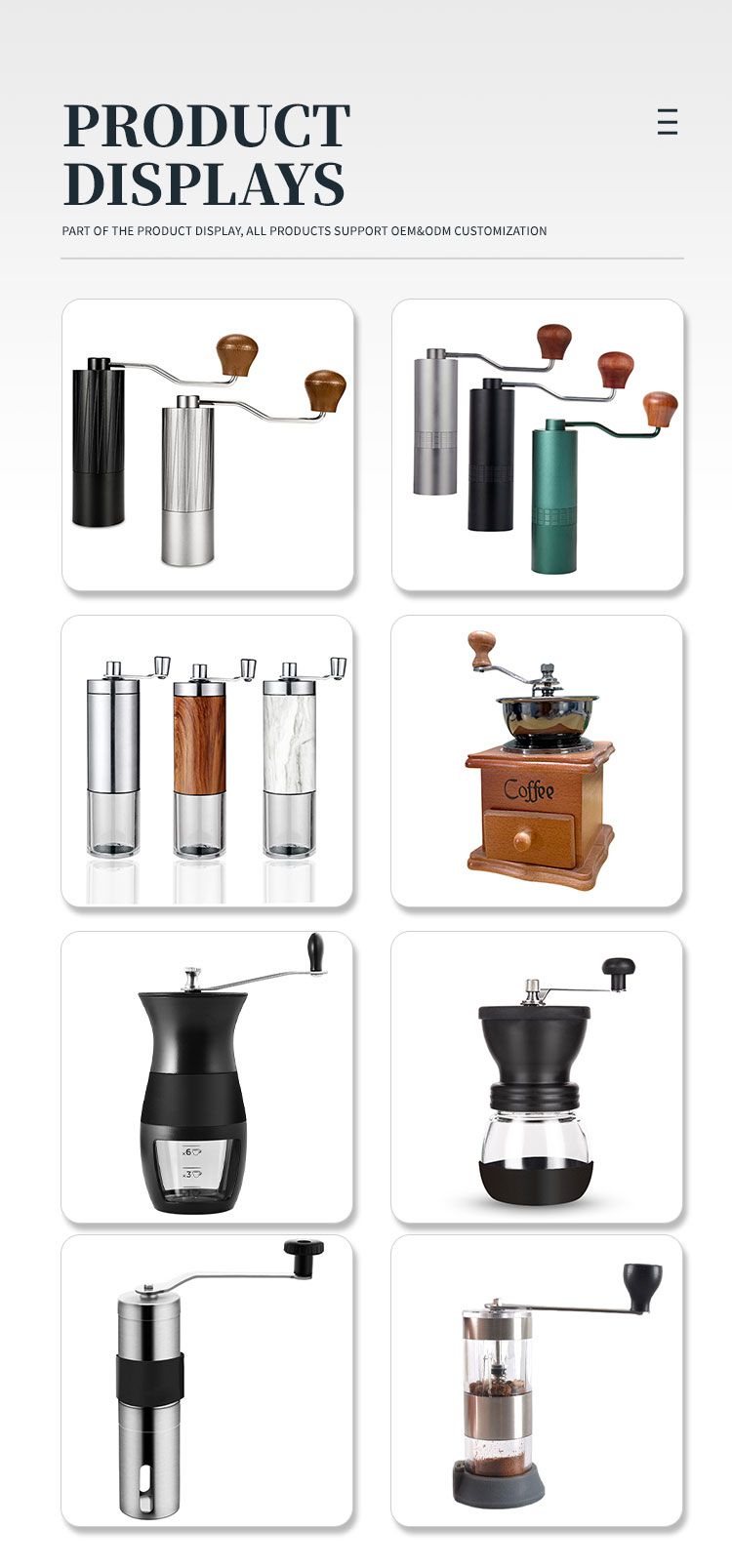 Manual Commercial Espresso Cafe Ceramic Burr Wood Hand Crank Coffee Grinder