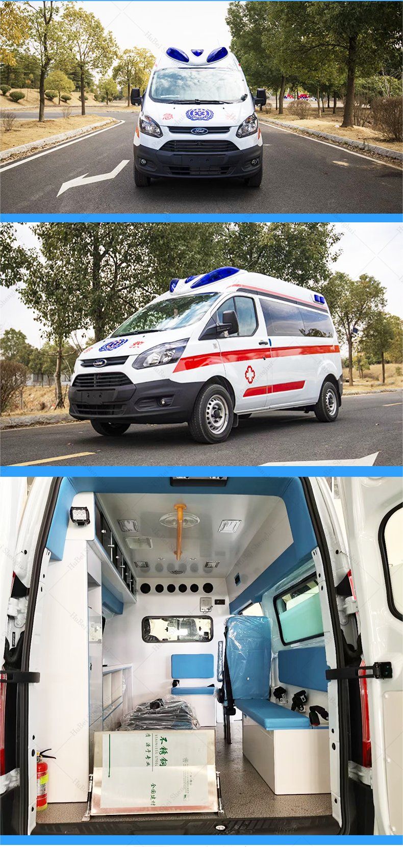 Ford Gasoline ICU Patient Transport Ambulance Negative Pressure Rescue Ambulance