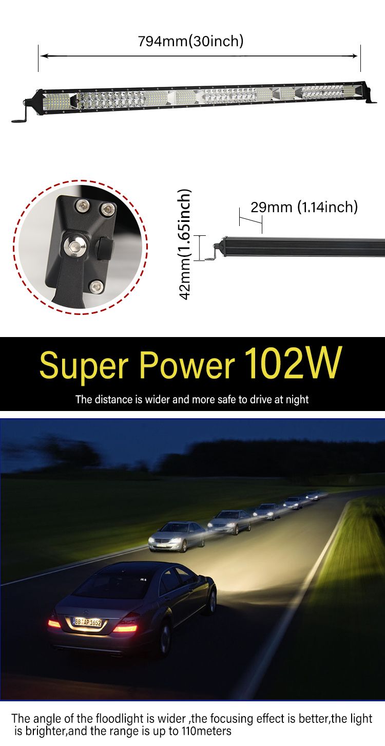 New 4X4 CREE Single 2 Row Super Slim 10inch 20inch 30 Inch 90W 120W 180W 12 Volt Auto Car LED Light Bar for Jeep Truck Offroad