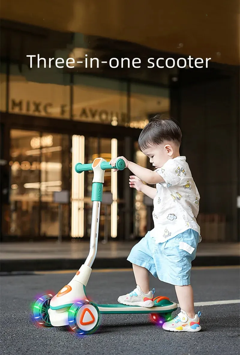 Children Scooter Three Wheel Kids Scooter for Kids Height Adjustable Without Battery