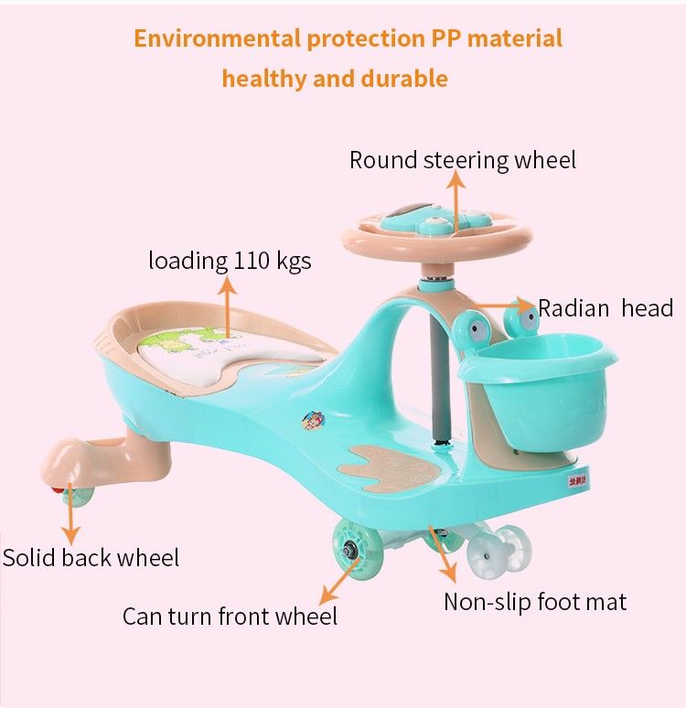 Scientific Design Safe Outdoor Frog Baby Spin Toy Twist Car with Backrest